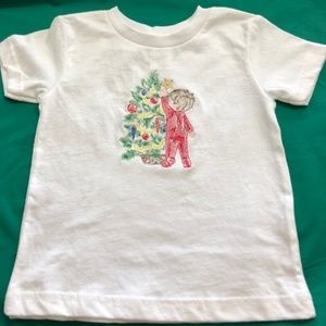 White Short Sleeve Christmas Custom Vintage Stitch